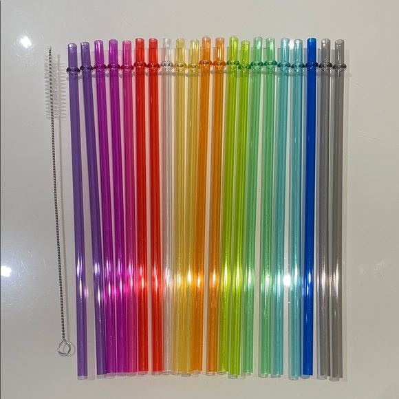 *NEW* 21 Colourful Reusable Straws + 1 Cleaning Brush - Picture 2 of 8